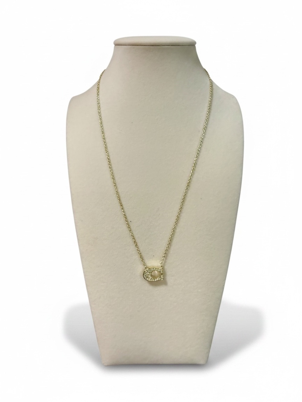 Coach Gold Tone Crystal C Logo Pendant Necklace - Picture 1 of 5